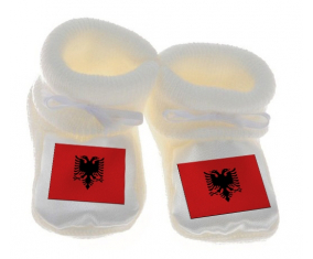 Chausson bandera del bebé Albania color blanco