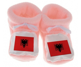Chausson bandera del bebé Albania color rosa