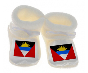 Chausson bebé Antigua y Barbuda Bandera de Color Blanco