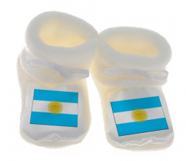 Chausson bebé Bandera Argentina color blanco