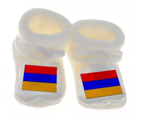 Chausson bandera del bebé Armenia color blanco