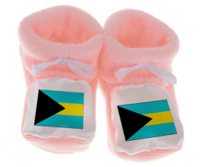 Chausson bandera del bebé Bahamas rosa