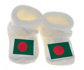Chausson bebé Bangladesh Bandera de Color Blanco