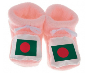 Chausson bandera del bebé Bangladesh color rosa
