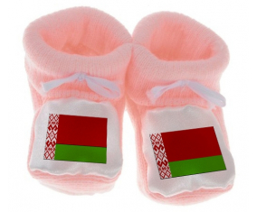 Chausson bandera del bebé Bielorrusia color rosa