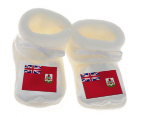 Chausson bandera del bebé bermudas color blanco
