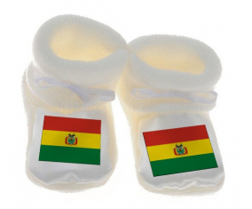 Chausson bandera del bebé Bolivia color blanco