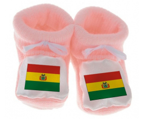Chausson bandera del bebé Bolivia color rosa
