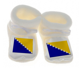 Chausson bandera del bebé Bosnia y Herzegovina color blanco