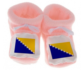 Chausson bandera del bebé Bosnia y Herzegovina color rosa