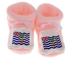 Chausson bandera bebé territorio británico del Océano Índico de color rosa