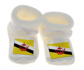 Chausson bandera del bebé Brunei Darussalam Blanco