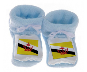 Chausson bandera del bebé Brunei Darussalam Azul