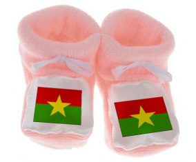 Chausson bandera del bebé Burkina Faso color rosa