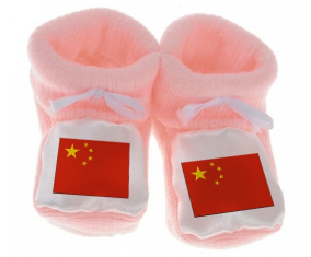 Chausson bandera del bebé China color rosa