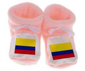 Chausson Bandera del Bebé Colombia Color Rosa