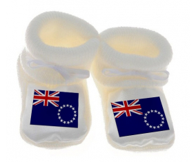 Chausson bandera del bebé las islas cook color blanco