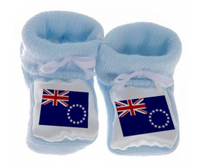 Chausson bebé bandera de las islas cook en color azul