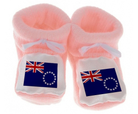 Chausson bandera del bebé las islas cook color rosa