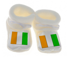 Chausson bandera del bebé Côte d'Ivoire color blanco