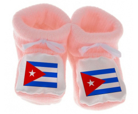 Chausson bandera del bebé Cuba coloreada rosa