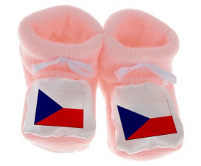 Chausson bandera del bebé República Checa color rosa