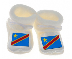 Chausson Bandera del Bebé República Democrática del Congo Color blanco