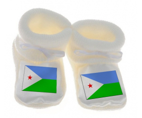 Chausson bebé Bandera Djibouti color blanco