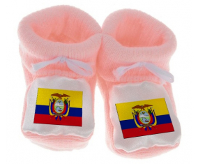 Chausson bandera del bebé Ecuador coloreado rosa