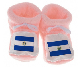 Chausson Bandera del Bebé El Salvador Color Rosa