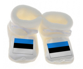Chausson bandera del bebé Estonia color blanco
