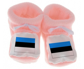 Chausson bandera del bebé Estonia color rosa