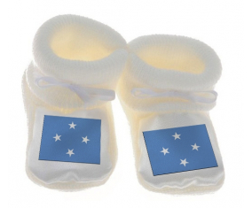 Chausson Bandera del Bebé Estados Federados de Micronesia Color Blanco