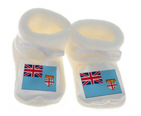 Chausson bandera del bebé Fiji blanco