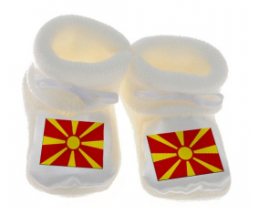 Chausson bandera del bebé del norte de Macedonia color blanco