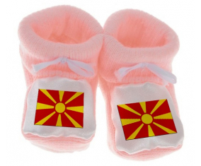 Chausson bandera del bebé del norte de Macedonia color rosa