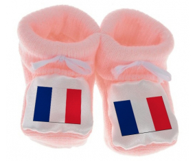Chausson bandera de France rosa bebé