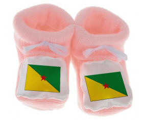 Chausson bebé guayana francesa bandera de color rosa