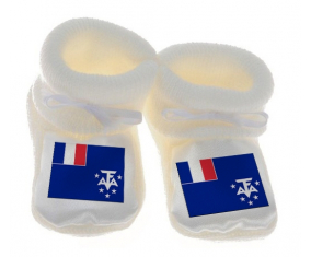 Chausson bandera bebé francés tierras del sur color blanco