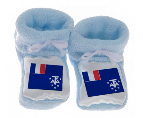 Chausson bandera del bebé francés tierras del sur francés azul