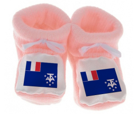 Chausson bandera bebé francés tierras del sur color rosa