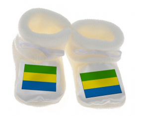 Chausson bebé bandera gabón de color blanco