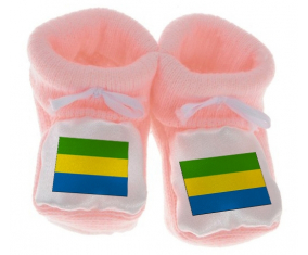 Chausson bebé bandera gabón de color rosa