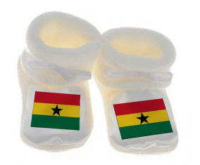Chausson bebé Ghana Bandera de Color Blanco