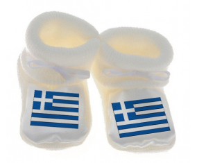Chausson bandera del bebé Grecia color blanco