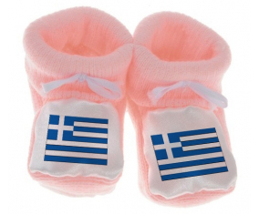 Chausson bandera del bebé Grecia color rosa