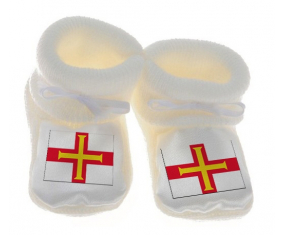 Chausson bebé Guernsey bandera color blanco