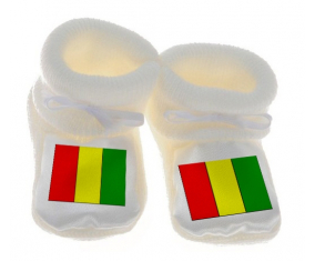 Chausson bandera del bebé Guinea Bissau color blanco