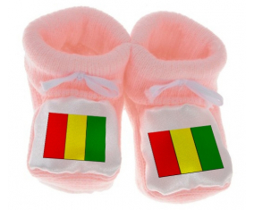 Chausson bandera del bebé Guinea Bissau color rosa