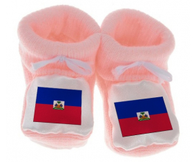 Chausson bandera del bebé Haití color rosa